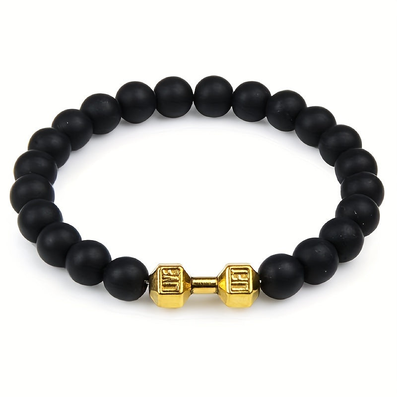 1pc High-Quality 8mm Natural Tiger Stone Beaded Unisex Sports Bracelet - Strong and Elegant Jewelry Gift for Men and Women