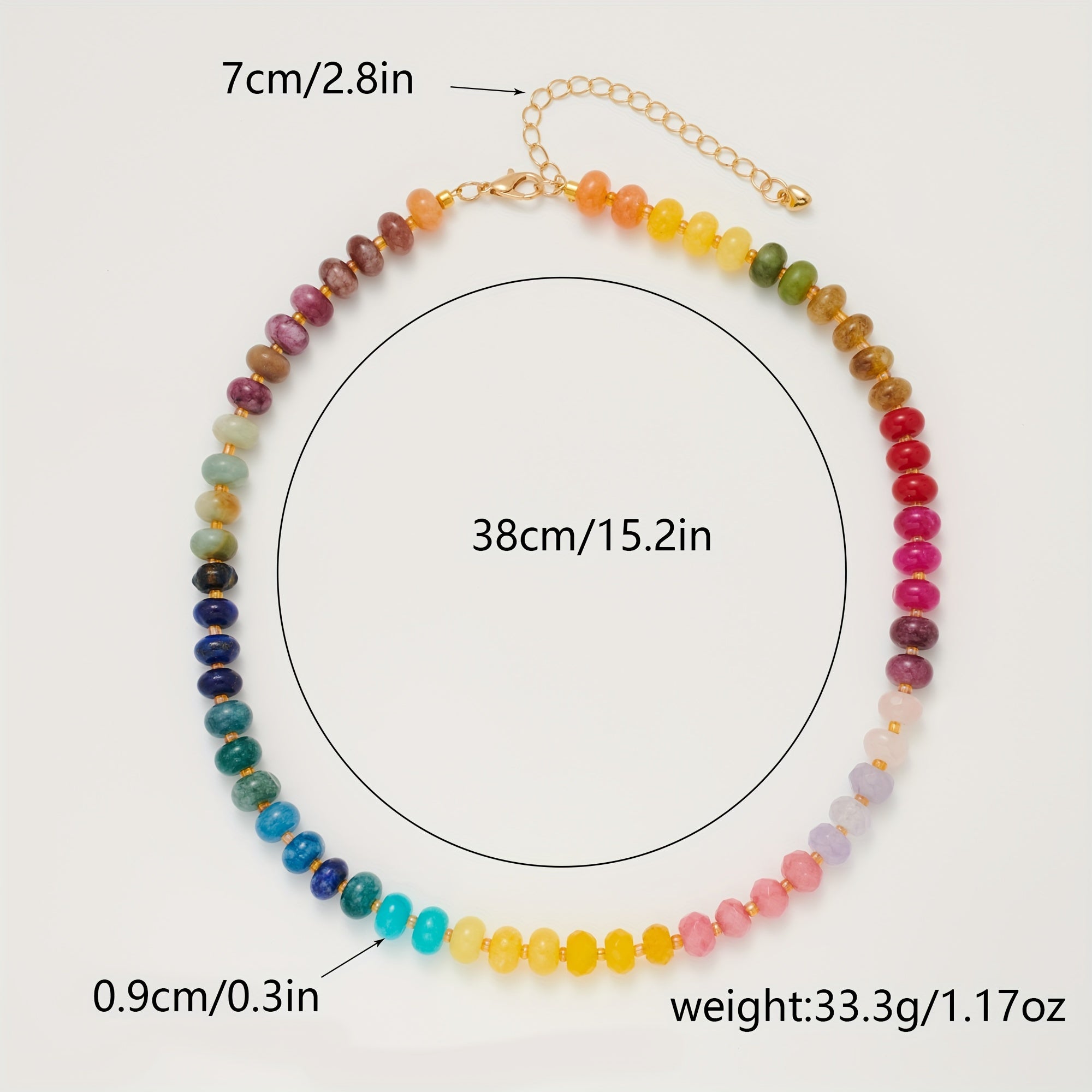 قلادة من الأحجار الكريمة الطبيعية متعددة الأحجار - مجوهرات عصرية فاخرة مع العقيق الأحمر والجمشت واليشم الأبيض والتوباز والفلوريت والفيروز والأكوامارين والعنب والكريستال الوردي - مثالية للارتداء اليومي وهدايا العطلات