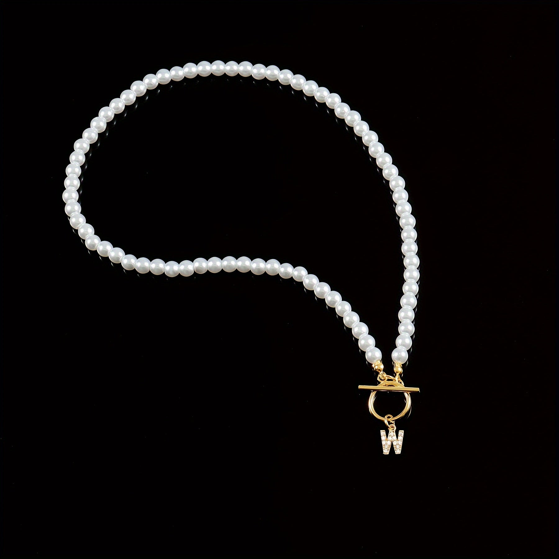 Exquisite Initial Letter Pendant Necklace - Pearl Strands with Zirconia Accents, Toggle Clasp, Shell Pearls, and Dainty Chain - Perfect Party Favors for Women