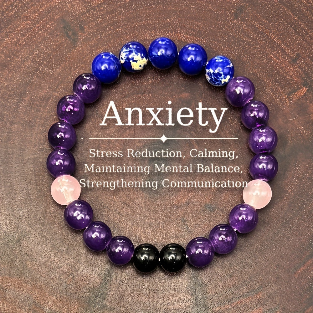 Stress-Relief Crystal Bracelet - Anti-Anxiety Beaded Jewelry for Men & Women, Perfect Gift