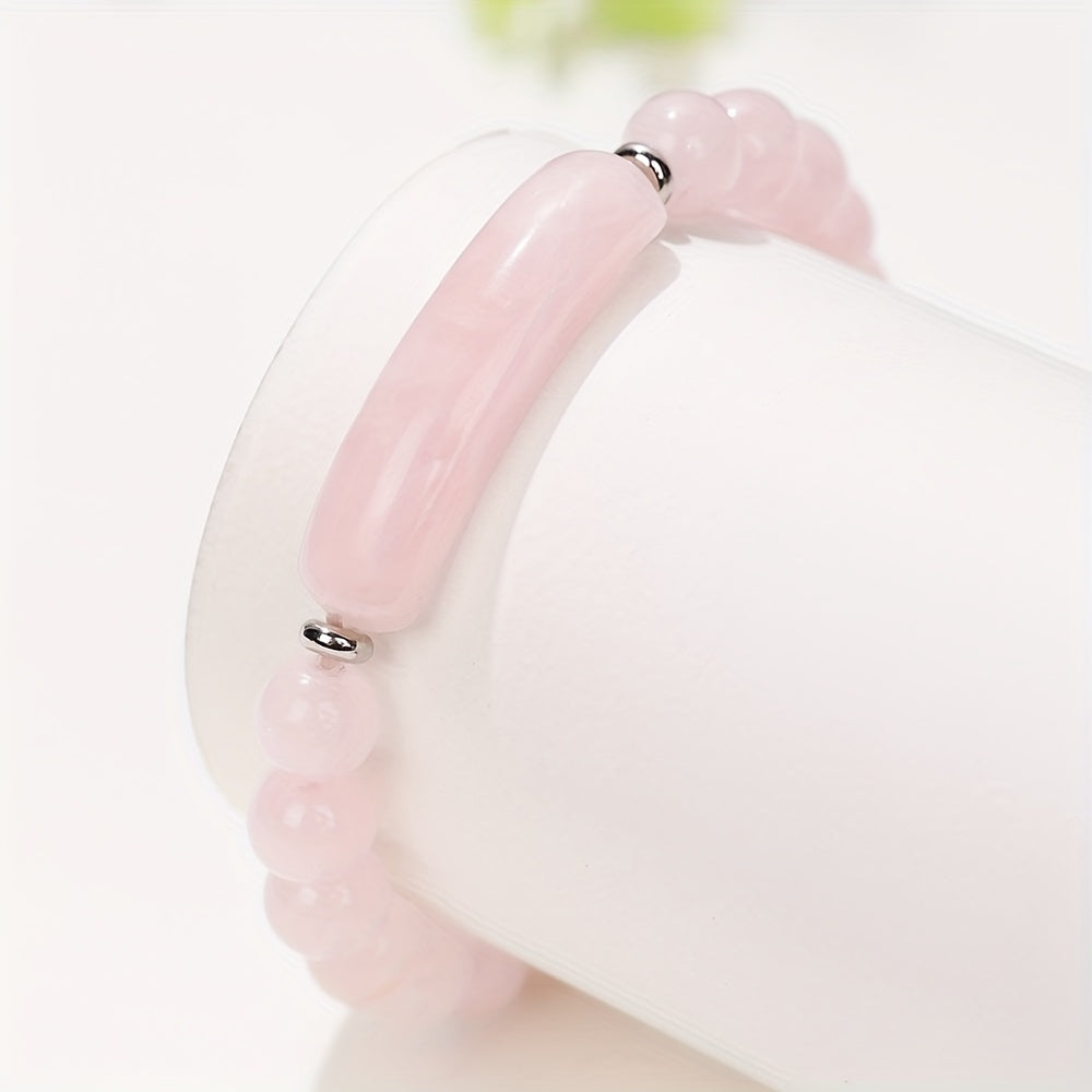 1pc Natural Semi-Precious Stone Rectangular Body Energy Yoga Bracelet, Father's Day Gift