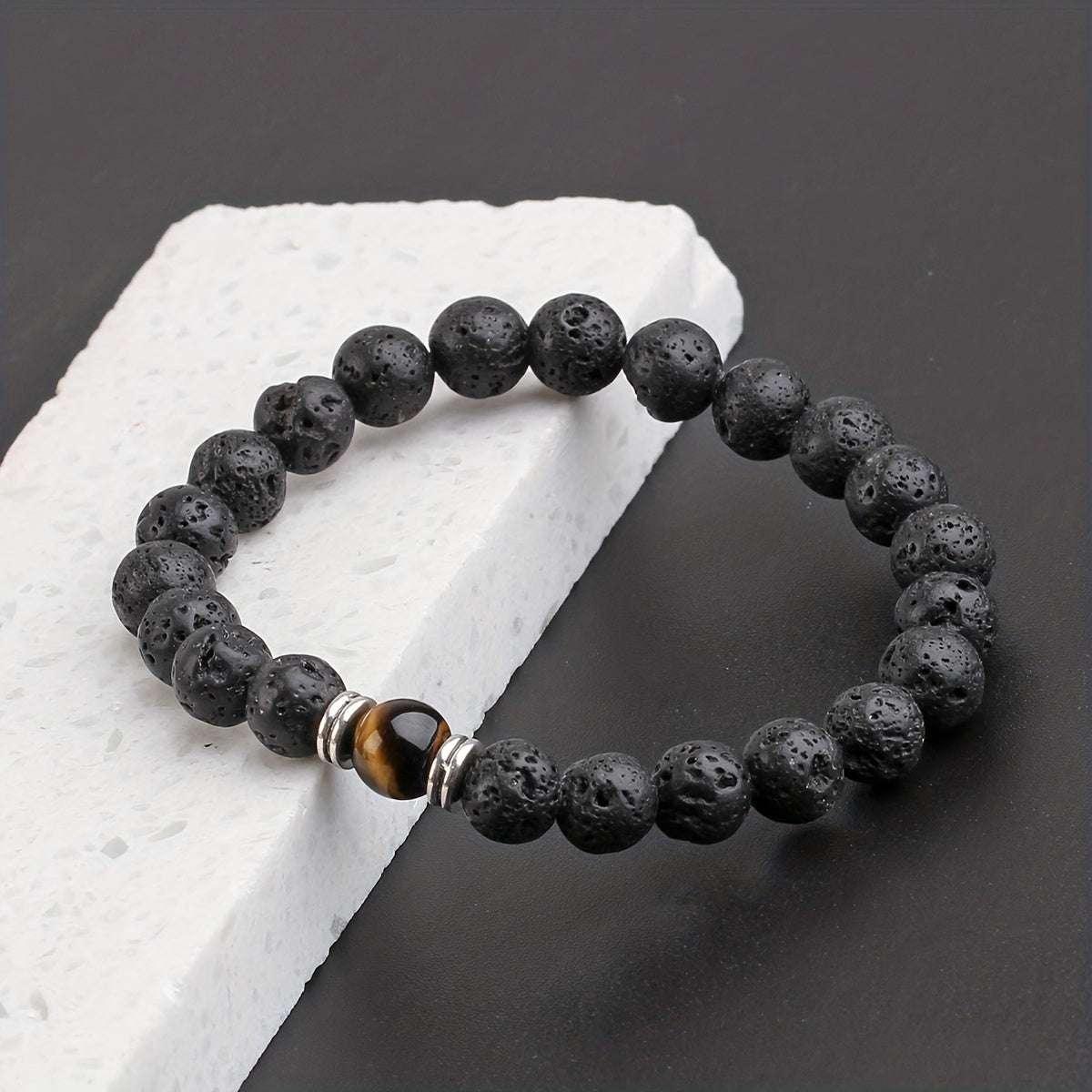 Men's Lava Stone Can Drop Essential Oil Bead Bracelet, Father's Day Gift