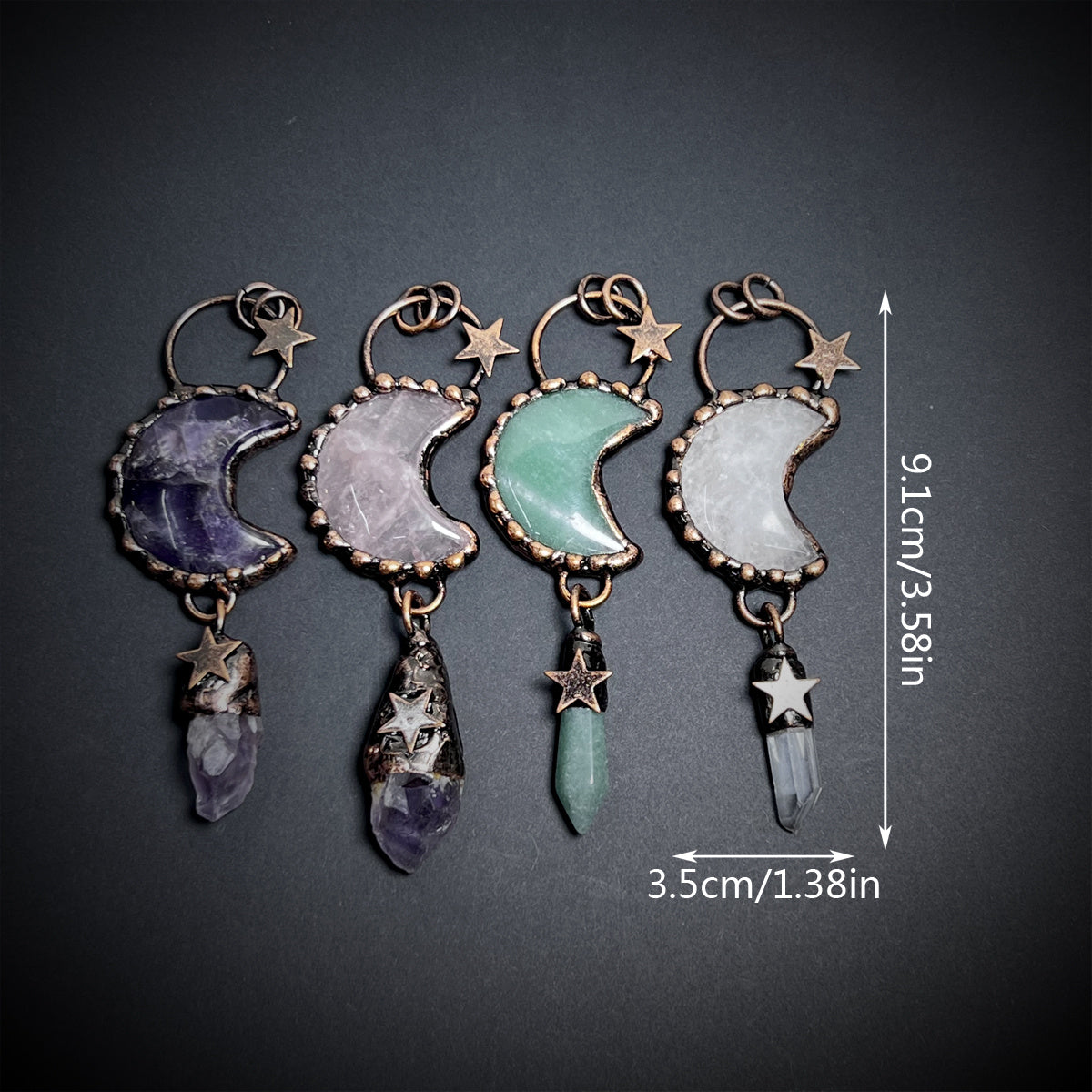 Star Shape Pattern Natural Crystal Stone Pendant Bead For DIY Jewelry Making Halloween Decoration