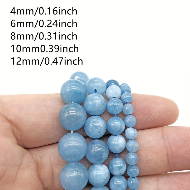 4-12mm Aquamarine Chalcedony Stone Round Loose Beads For DIY Special Elegant Bracelet Necklace Female Ear Charms Handmade String Jewelry Making Craft Supplies