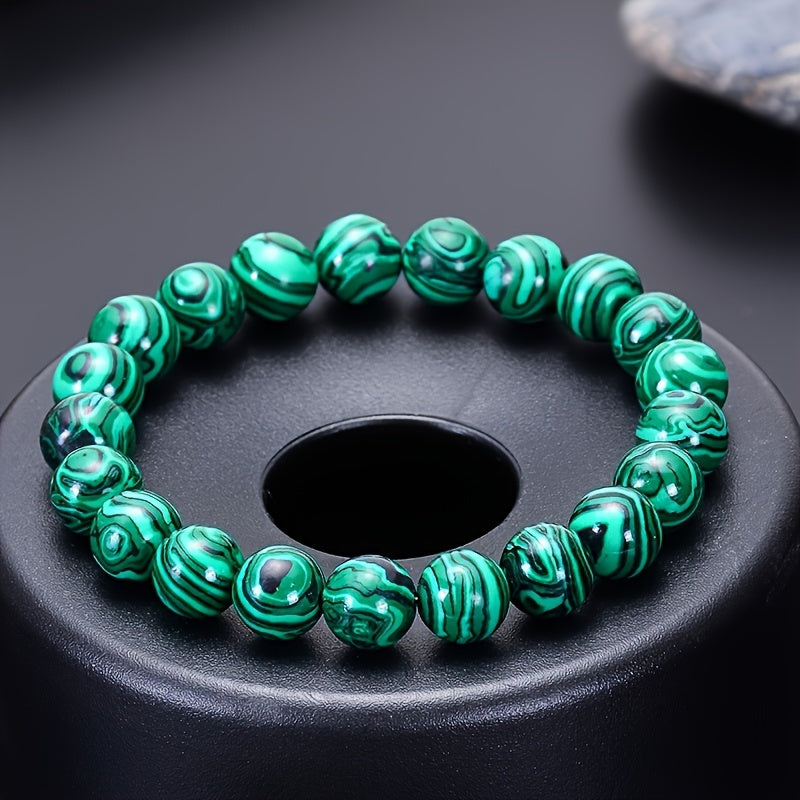 1pc 8mm Malachite Bracelet, Natural Stone Beads Bracelet For Women&Men, Father's Day Gift