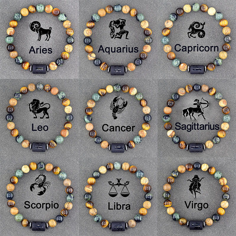 1pc Unique Zodiac Sign Link Bracelet for Men and Women - Adjustable Cancer, Virgo, Leo, Libra Bangle Jewelry for Friendship, Father's Day, and Birthday Gifts - Personalized Astrology Accessories