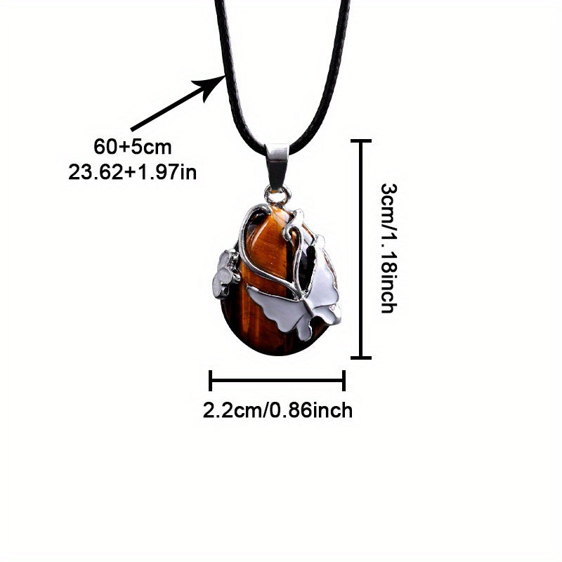 2-Piece Women's Vintage Luxury Jewelry Set - Natural Stone Protection Necklace with Black Tourmaline, Tiger Eye, and Obsidian - Energy Cleansing, Focus Enhancing, Suitable for Daily Wear and Gift-Giving