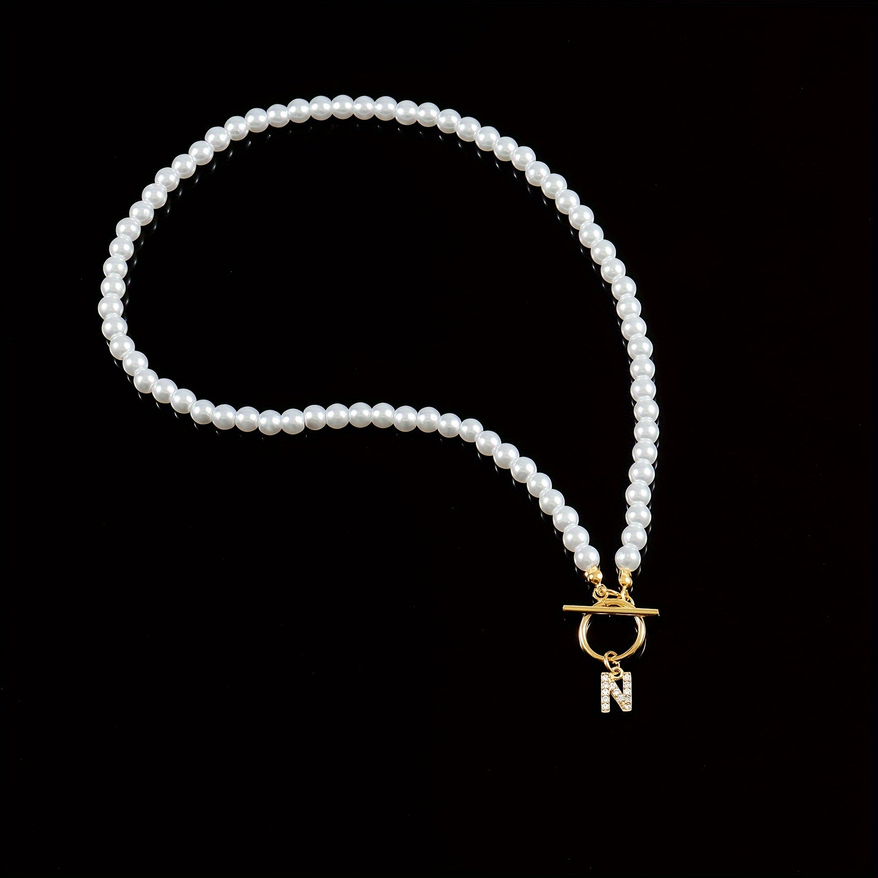 Exquisite Initial Letter Pendant Necklace - Pearl Strands with Zirconia Accents, Toggle Clasp, Shell Pearls, and Dainty Chain - Perfect Party Favors for Women