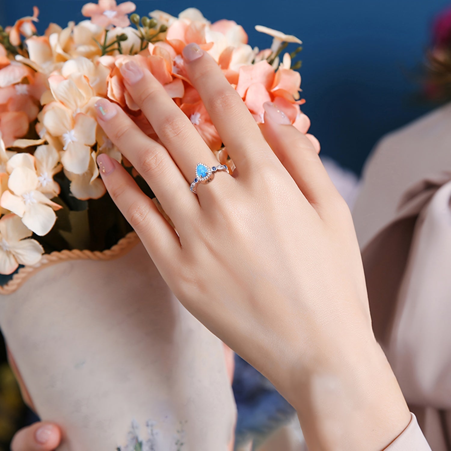 Urn Rings For 925 Ashes For Women 925 Sterling Silver Teardrop Hold Loved Ones Ashes Cremation Rings Synthetic Opal Keepsake Urn Ring Memorial Jewelry Gift For Ashes For Women