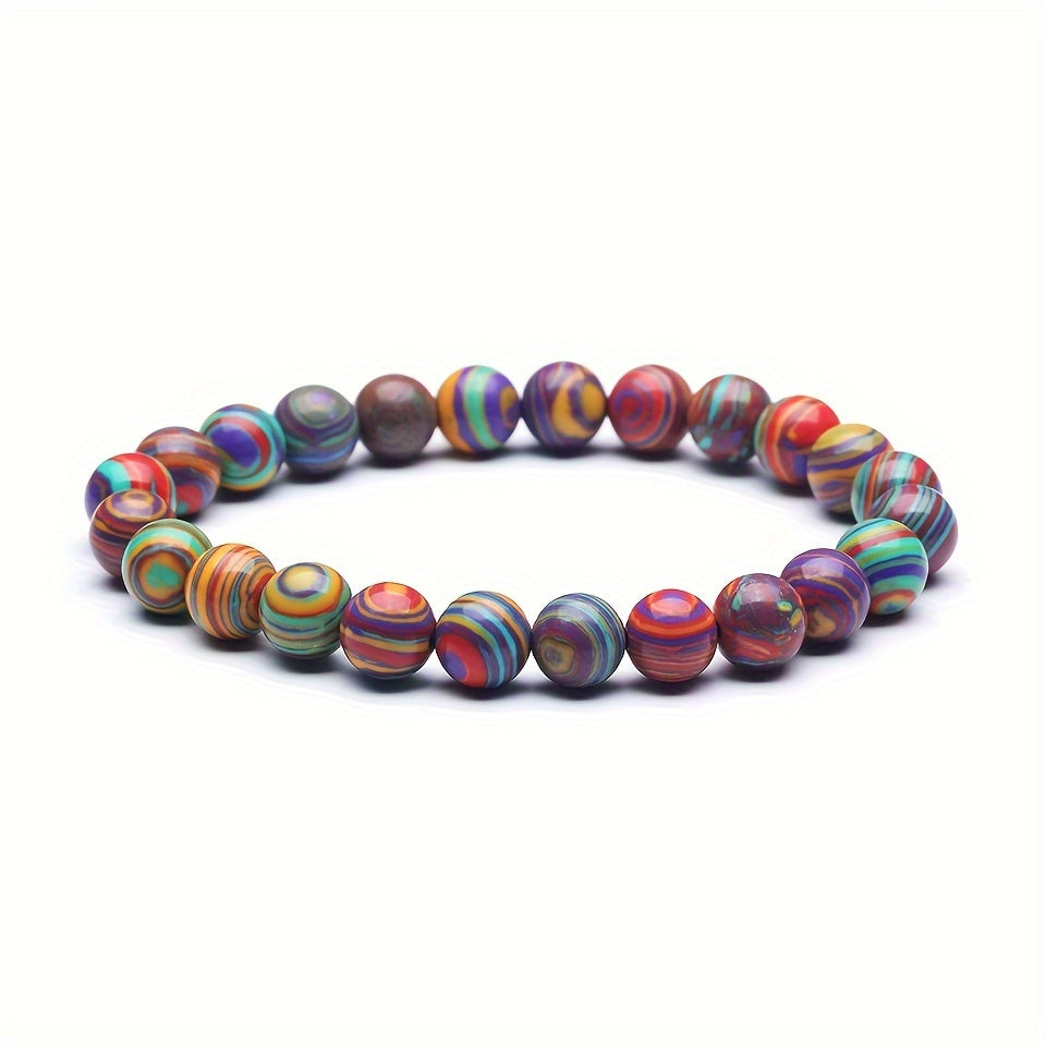 1pc Obsidian Volcano Bracelet for Couples, Men & Women, Tiger Eye Beads, Hand Jewelry, Student Gift