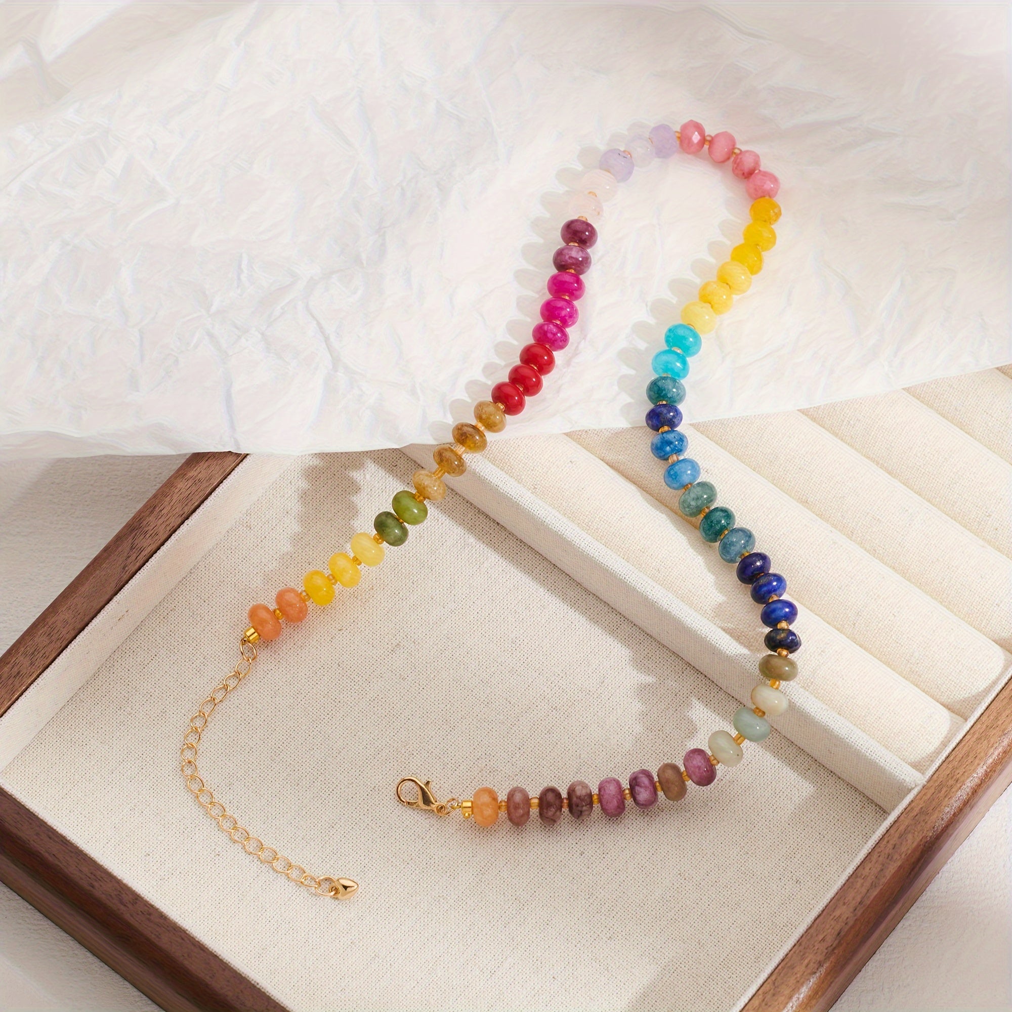 Natural Stone Multi-Gemstone Necklace - Luxurious Fashion Jewelry with Red Agate, Amethyst, White Jade, Topaz, Fluorite, Turquoise, Aquamarine, Grape, and Pink Crystal - Perfect for Daily Wear and Holiday Gifts