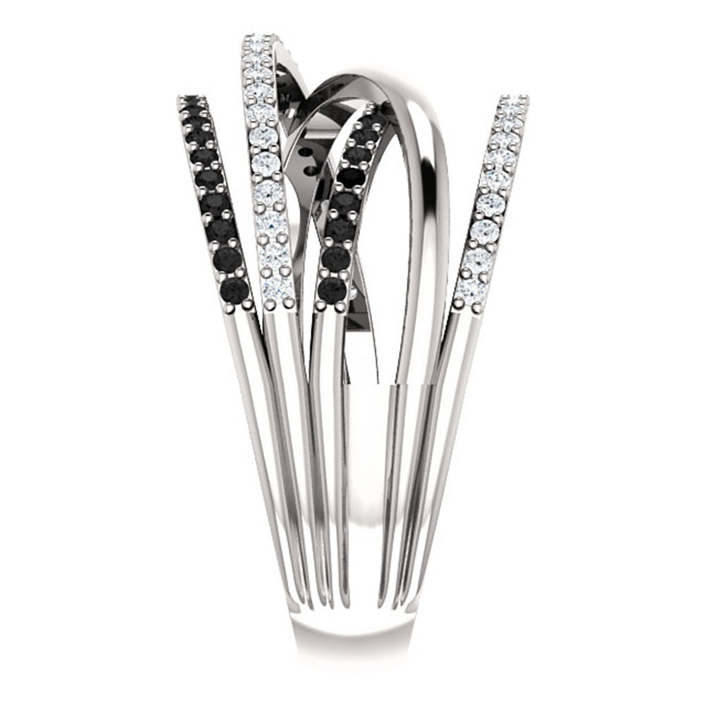 Silver Plated Black Sapphire Zircon Ring Anniversary Gift Engagement Wedding Ring Jewelry Gift For Women Ladies