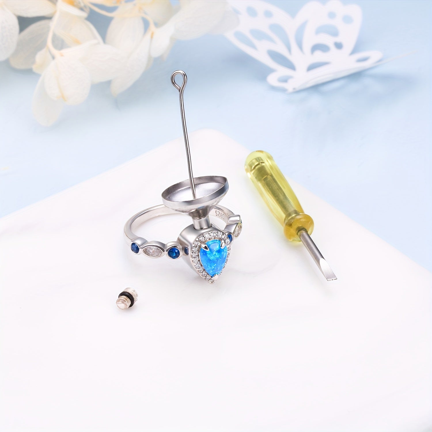 Urn Rings For 925 Ashes For Women 925 Sterling Silver Teardrop Hold Loved Ones Ashes Cremation Rings Synthetic Opal Keepsake Urn Ring Memorial Jewelry Gift For Ashes For Women