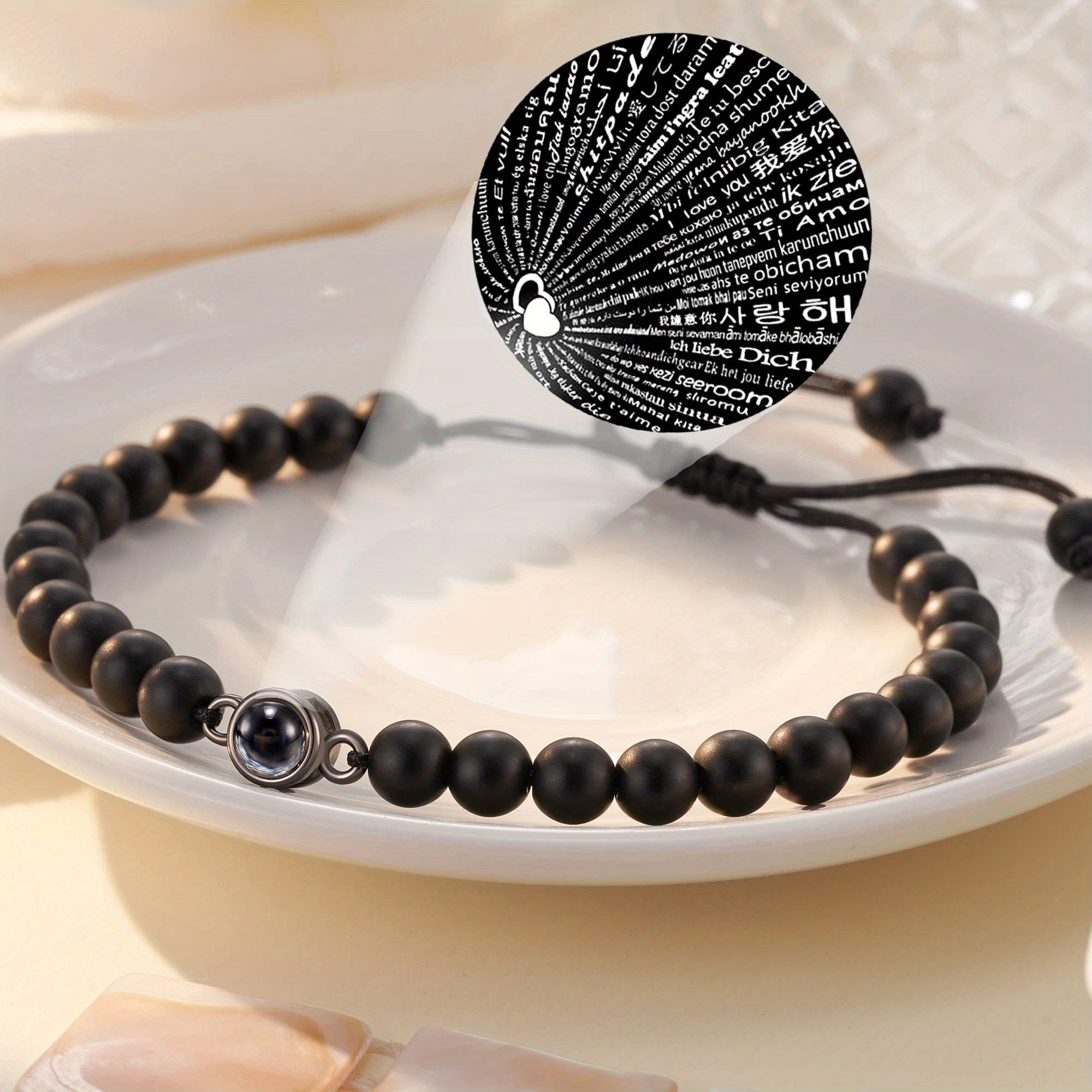 1pc, Matching Couples Bracelets I Love You 100 Languages Bracelet, Couples Gifts To My Men, Boyfriend, Girlfriend, Husband, My Love, Soulmate, Fiance -Anniversary Valentines Day Birthday Christmas Gift For Him And Her