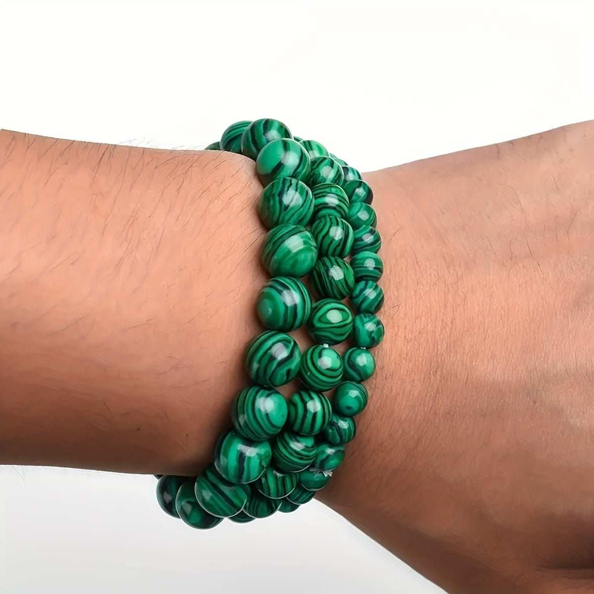 1pc Malachite Bracelet, 4/6/8/10mm Natural Stone Beads Bracelet, Father's Day Gift