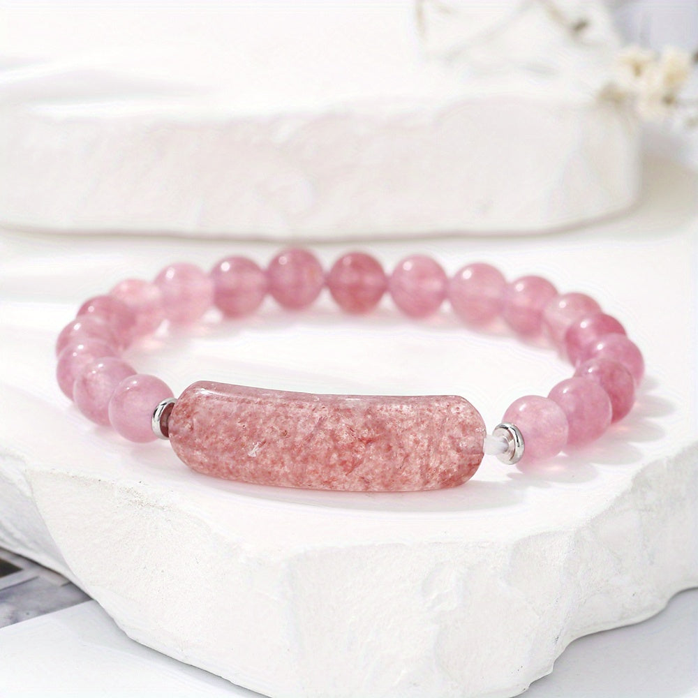 1pc Natural Semi-Precious Stone Rectangular Body Energy Yoga Bracelet, Father's Day Gift