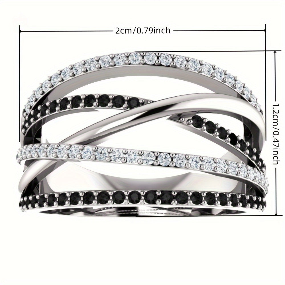 Silver Plated Black Sapphire Zircon Ring Anniversary Gift Engagement Wedding Ring Jewelry Gift For Women Ladies