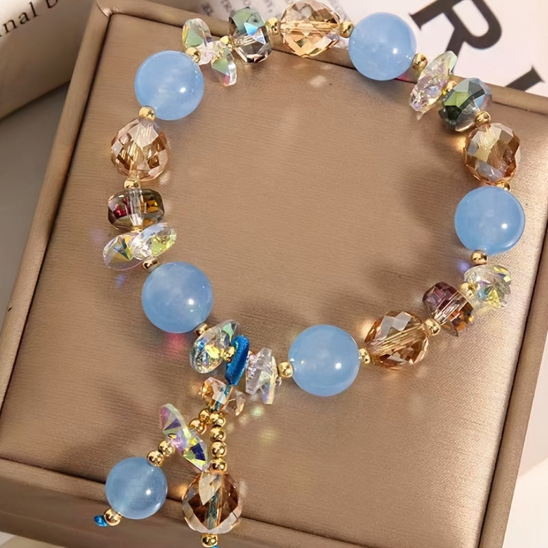 Handmade Aquamarine Bracelet, Yellow Gemstone Bracelet, Fashionable And Simple Bracelet, Showing Elegant Temperament, Is A Perfect Gift For Family/friends/lovers