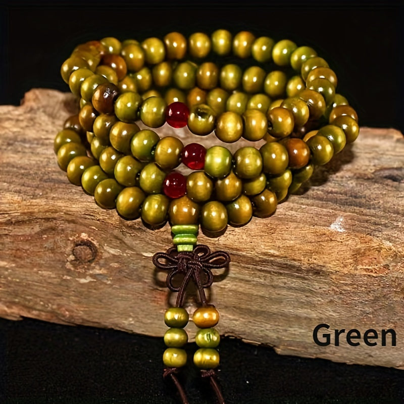 1/2pcs 108 Beads 8mm/0.31'' Sandalwood Buddhist Wood Prayer Beaded Knot Black Ebony Bracelets Bangles For Men, Father's Day Gift