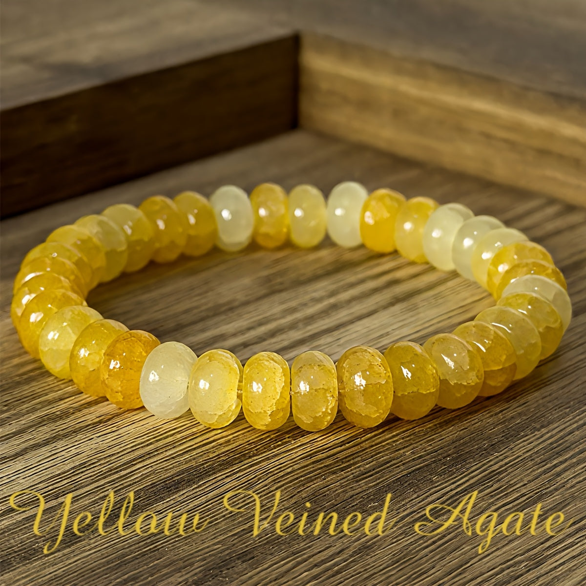 1pc Boho Style Yellow Agate Beaded Bracelet - Vintage-Inspired, Daily Wear or Gift for Women, All-Season Accessory, Gift Bracelet|Vintageinspired Bracelet|Smooth Texture Beads, Agate Bracelet