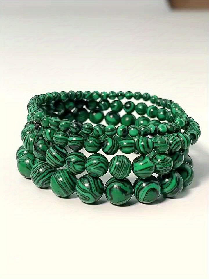 1pc 8mm Malachite Bracelet, Natural Stone Beads Bracelet For Women&Men, Father's Day Gift