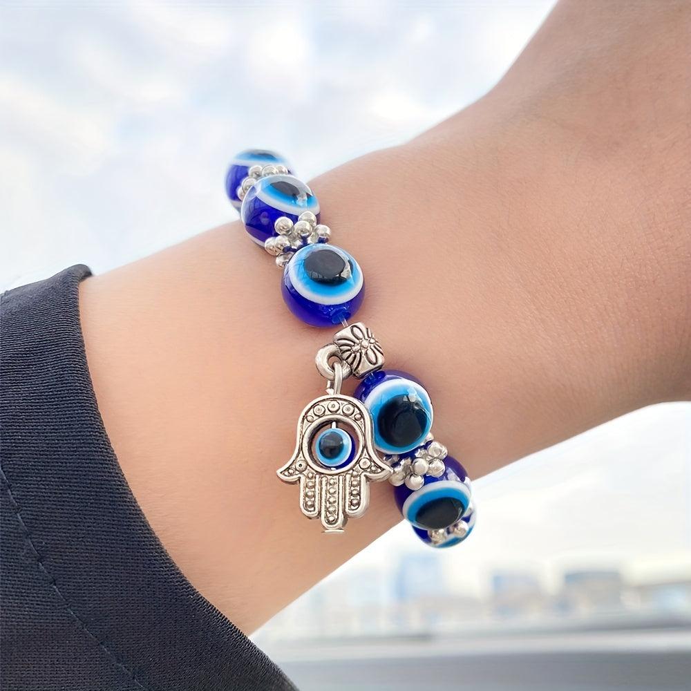 Lucky Evil Eye Charm Beads Protection Bracelet - Attracts Good Fortune, Wards Off Negative Energy, Stylish Gift for Friends and Family - Unique Jewelry Piece for Everyday Wear
