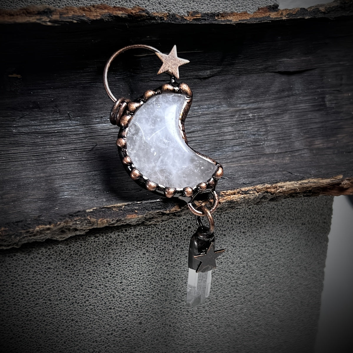 Star Shape Pattern Natural Crystal Stone Pendant Bead For DIY Jewelry Making Halloween Decoration