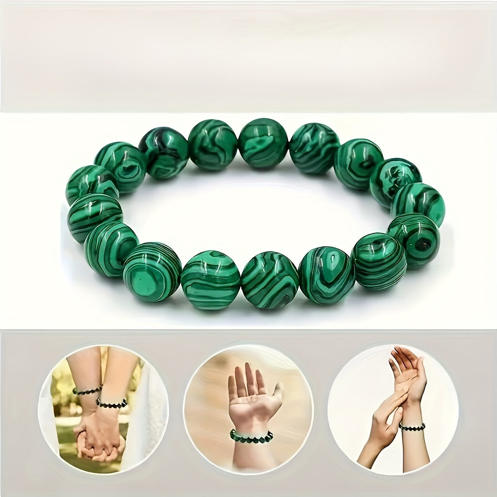 1pc 8mm Malachite Bracelet, Natural Stone Beads Bracelet For Women&Men, Father's Day Gift