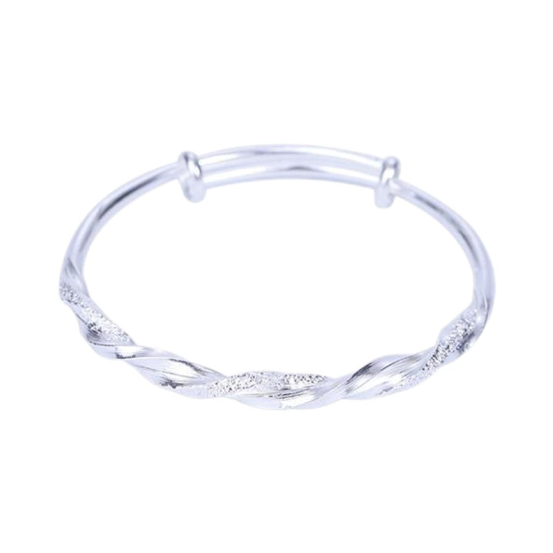 1pc, 925 Silver Simple Cuff Bracelets, Mobius Nail Sand Bracelet, Round Bangle, Female Jewelry, Bracelet Packs, Birthday Gifts, Holiday Gifts, Mother's Day Gifts, Party Favors