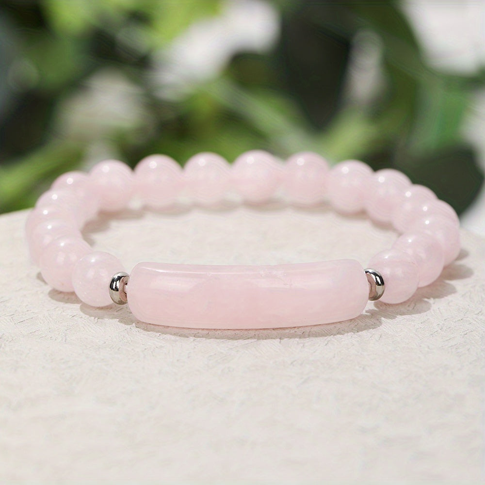 1pc Natural Semi-Precious Stone Rectangular Body Energy Yoga Bracelet, Father's Day Gift