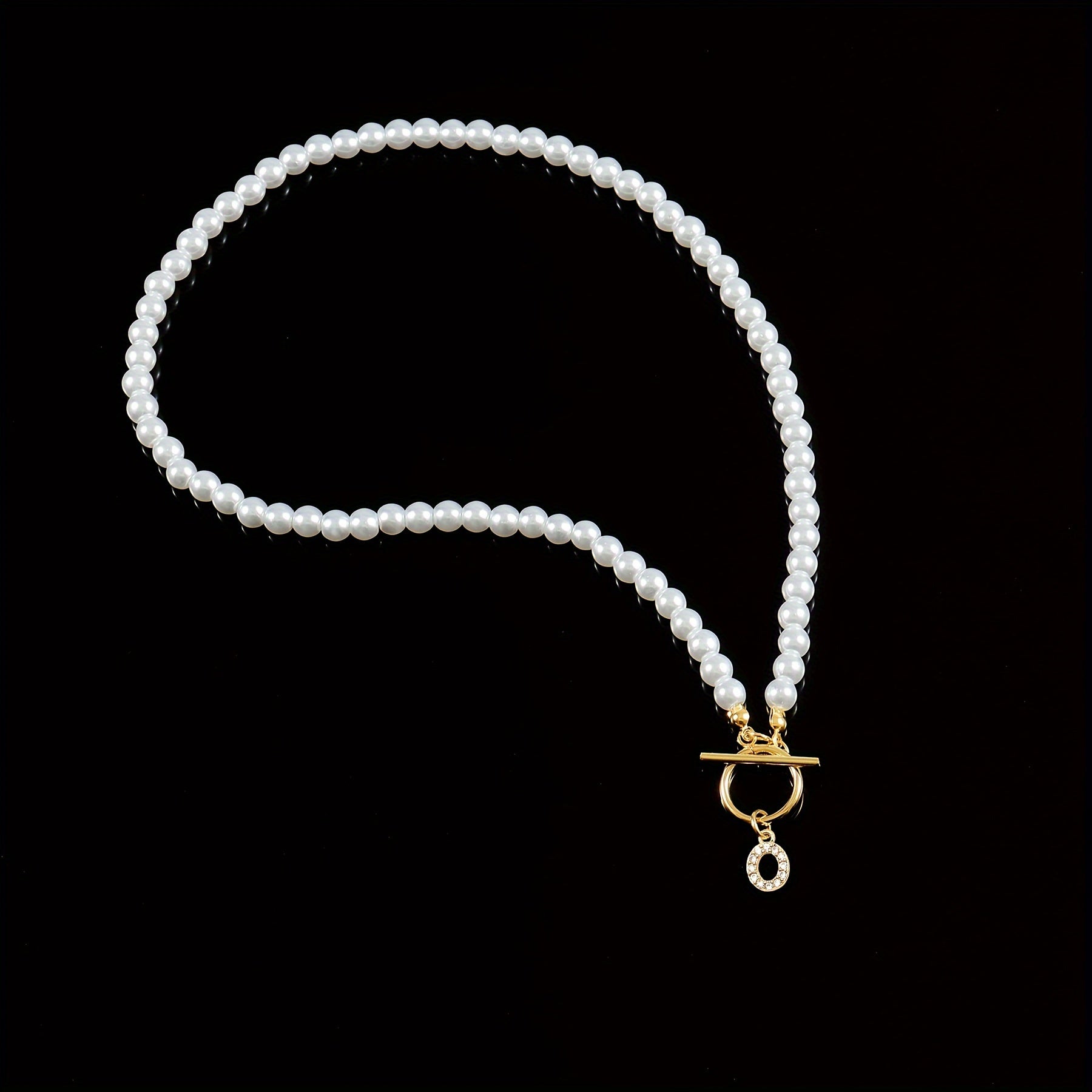 Exquisite Initial Letter Pendant Necklace - Pearl Strands with Zirconia Accents, Toggle Clasp, Shell Pearls, and Dainty Chain - Perfect Party Favors for Women