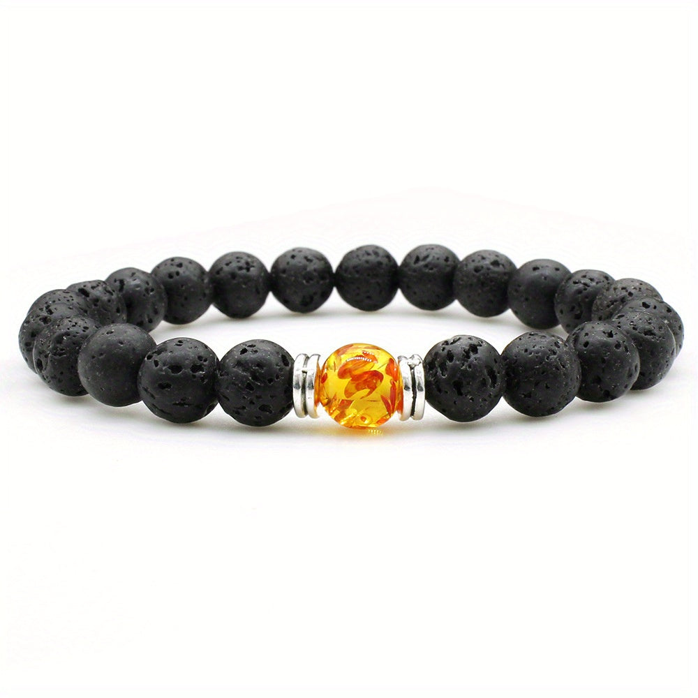 Men's Lava Stone Can Drop Essential Oil Bead Bracelet, Father's Day Gift