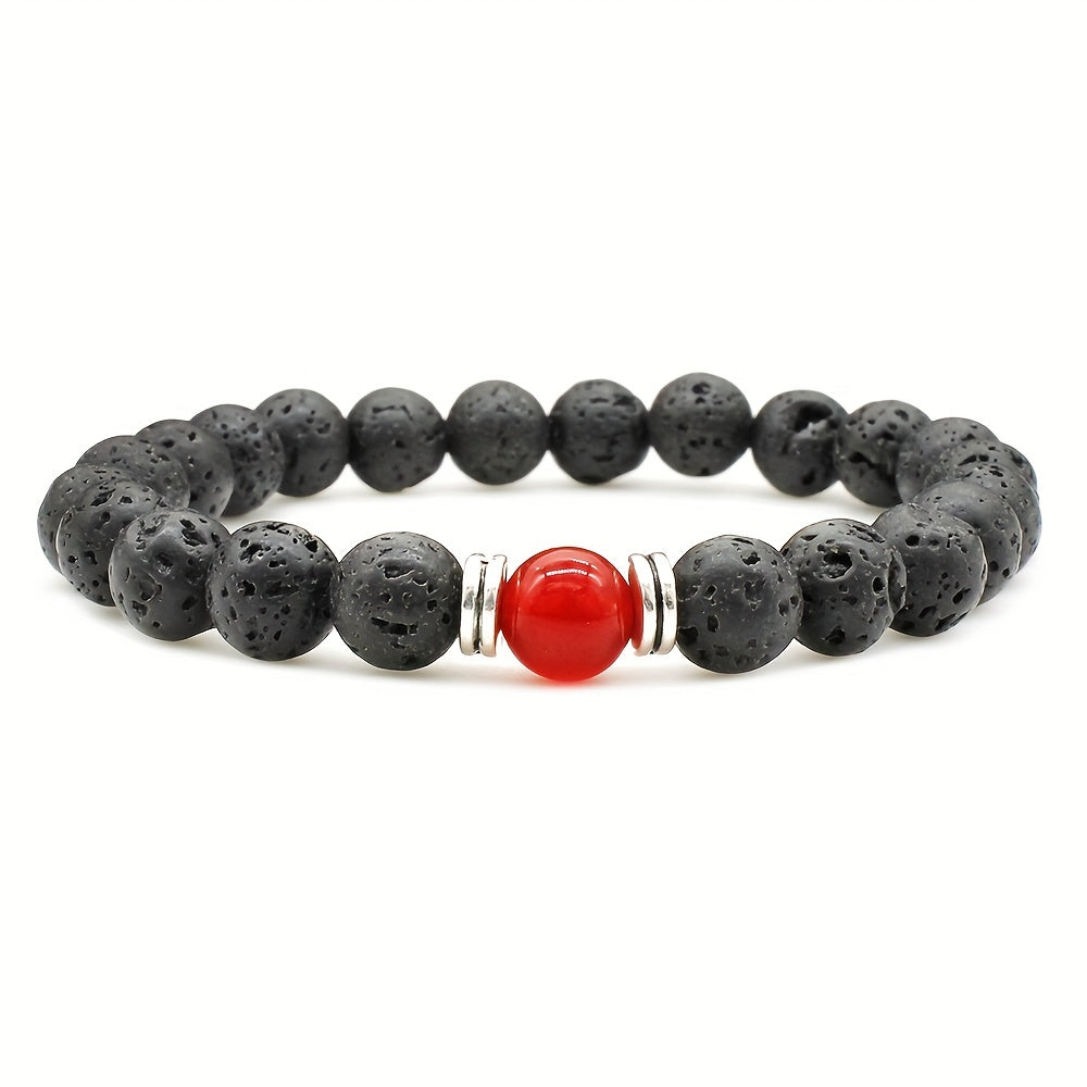 Men's Lava Stone Can Drop Essential Oil Bead Bracelet, Father's Day Gift
