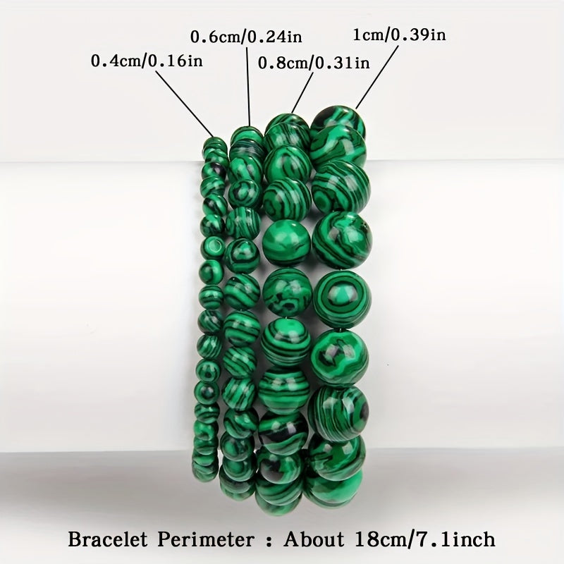 1pc Malachite Bracelet, 4/6/8/10mm Natural Stone Beads Bracelet, Father's Day Gift