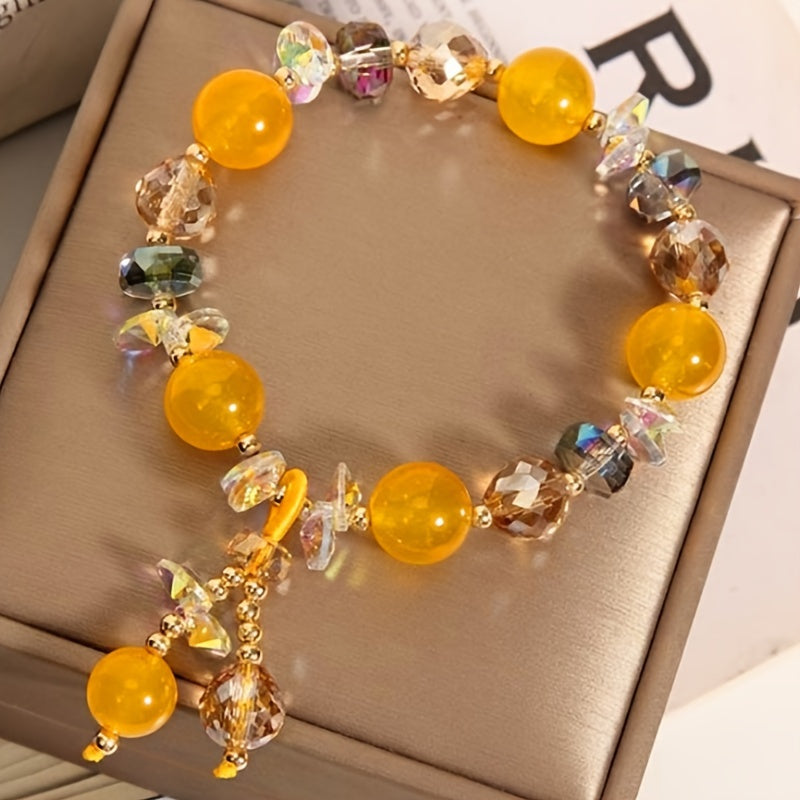 Handmade Aquamarine Bracelet, Yellow Gemstone Bracelet, Fashionable And Simple Bracelet, Showing Elegant Temperament, Is A Perfect Gift For Family/friends/lovers
