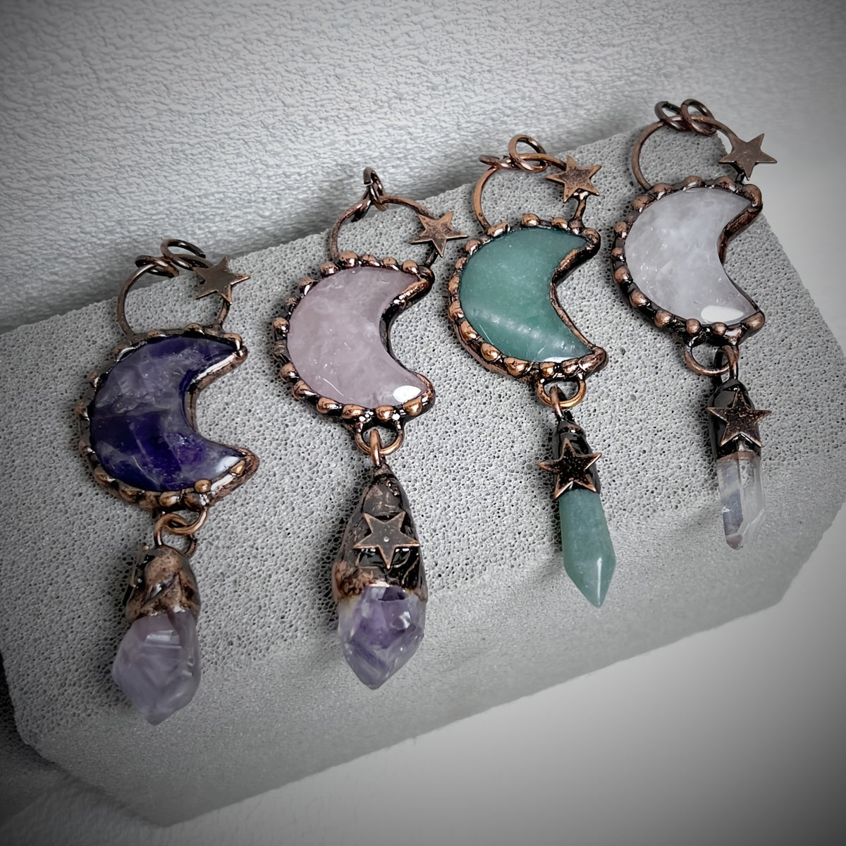 Star Shape Pattern Natural Crystal Stone Pendant Bead For DIY Jewelry Making Halloween Decoration