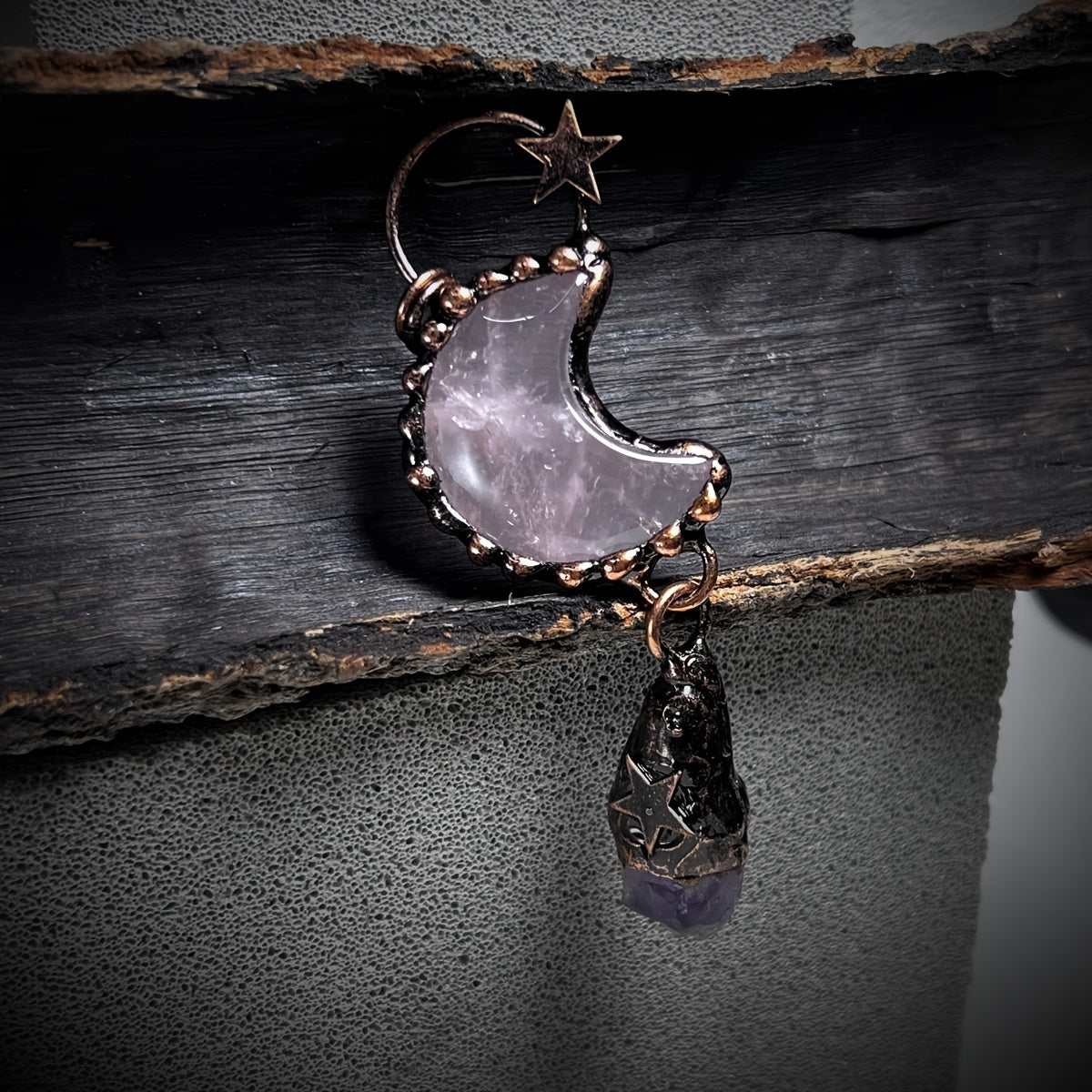 Star Shape Pattern Natural Crystal Stone Pendant Bead For DIY Jewelry Making Halloween Decoration