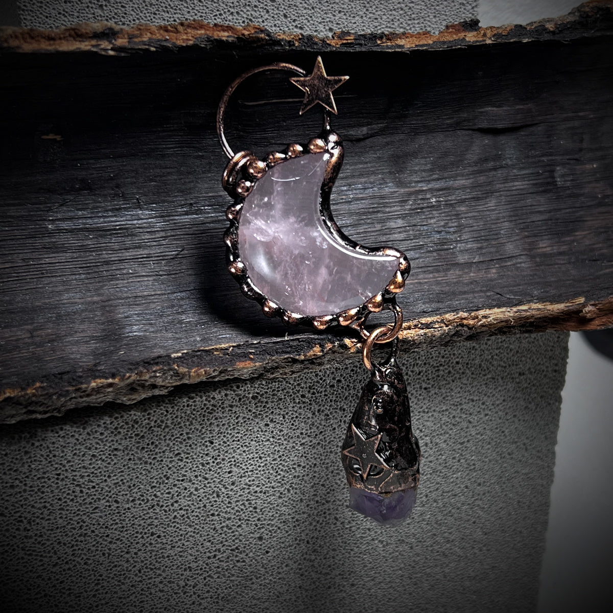 Star Shape Pattern Natural Crystal Stone Pendant Bead For DIY Jewelry Making Halloween Decoration