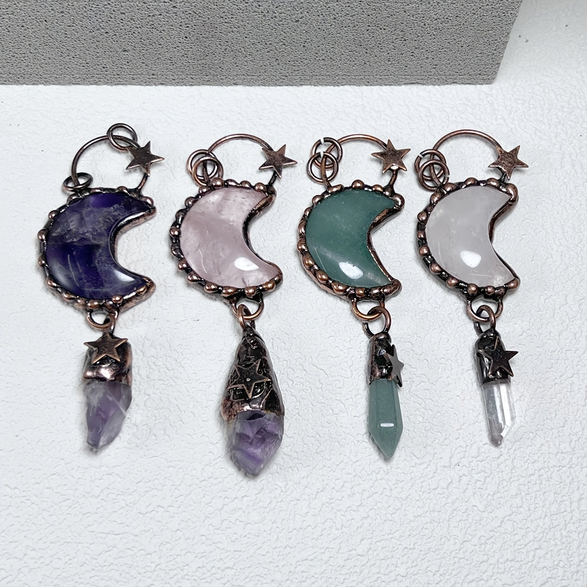 Star Shape Pattern Natural Crystal Stone Pendant Bead For DIY Jewelry Making Halloween Decoration