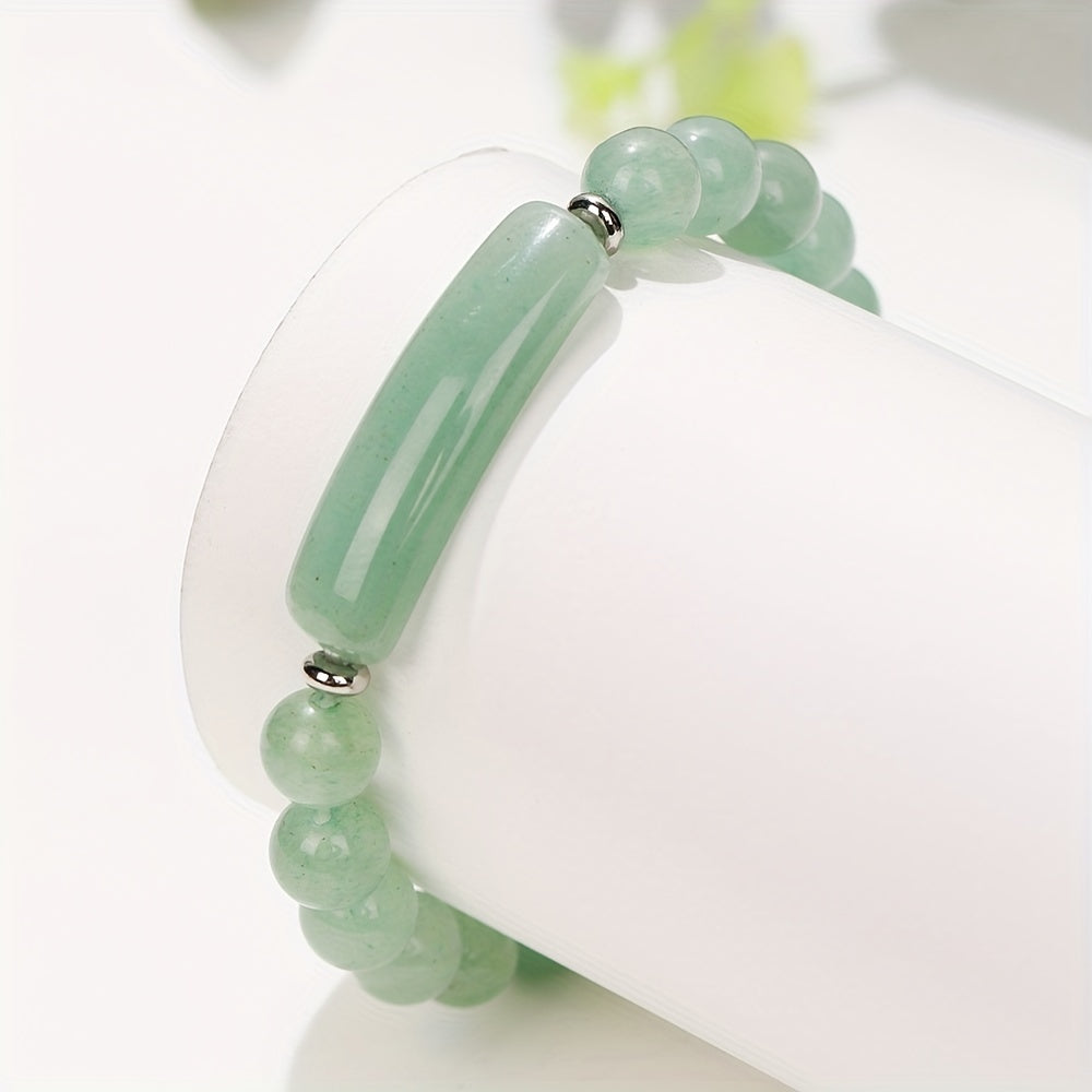 1pc Natural Semi-Precious Stone Rectangular Body Energy Yoga Bracelet, Father's Day Gift