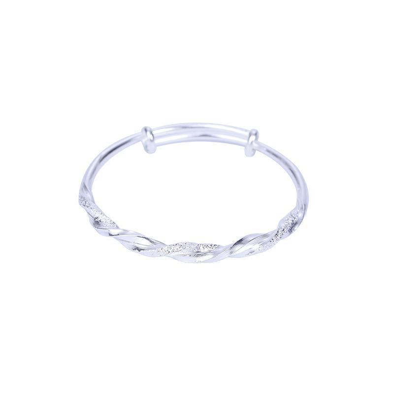 1pc, 925 Silver Simple Cuff Bracelets, Mobius Nail Sand Bracelet, Round Bangle, Female Jewelry, Bracelet Packs, Birthday Gifts, Holiday Gifts, Mother's Day Gifts, Party Favors