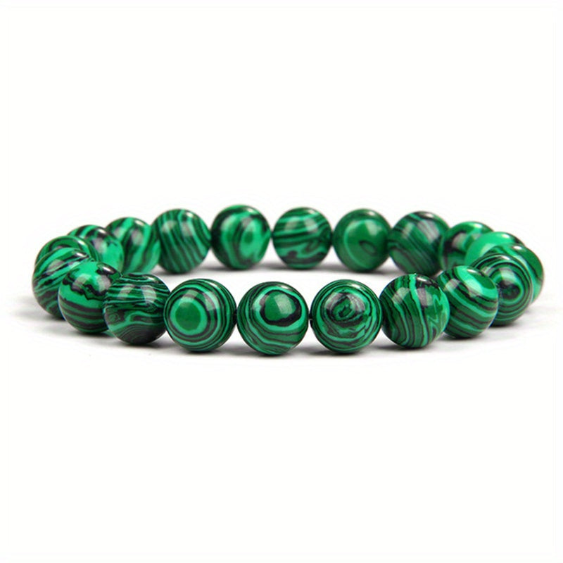 1pc Malachite Bracelet, 4/6/8/10mm Natural Stone Beads Bracelet, Father's Day Gift
