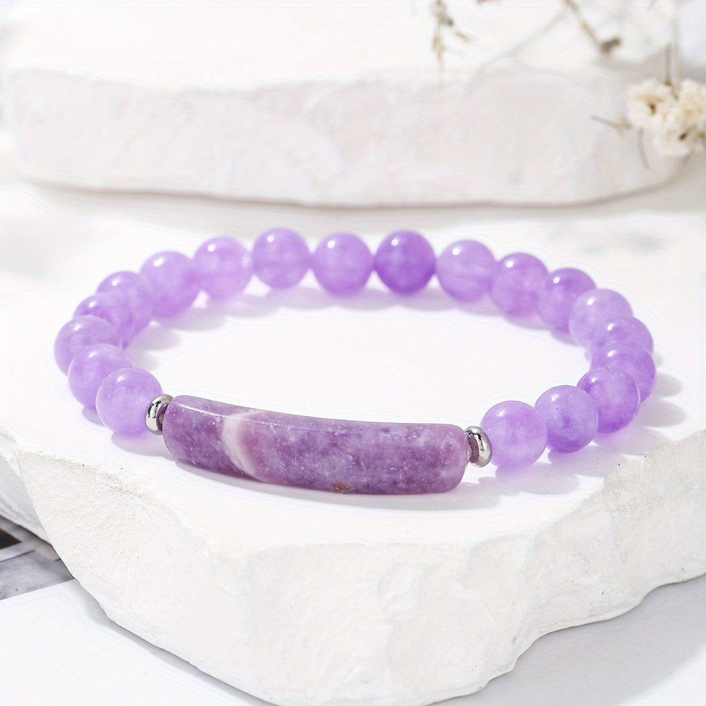 1pc Natural Semi-Precious Stone Rectangular Body Energy Yoga Bracelet, Father's Day Gift