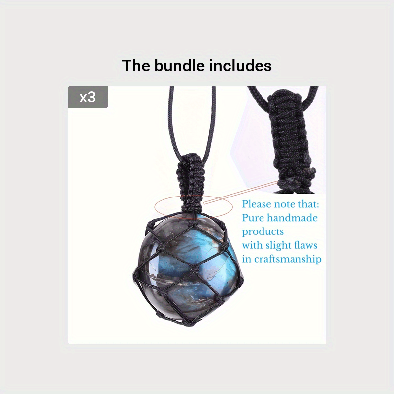1pcs Natural Labradorite Necklace Pendant Healing Crystal Stone Braided Black Tassel Labradorite Crystal Jewelry For Men Women
