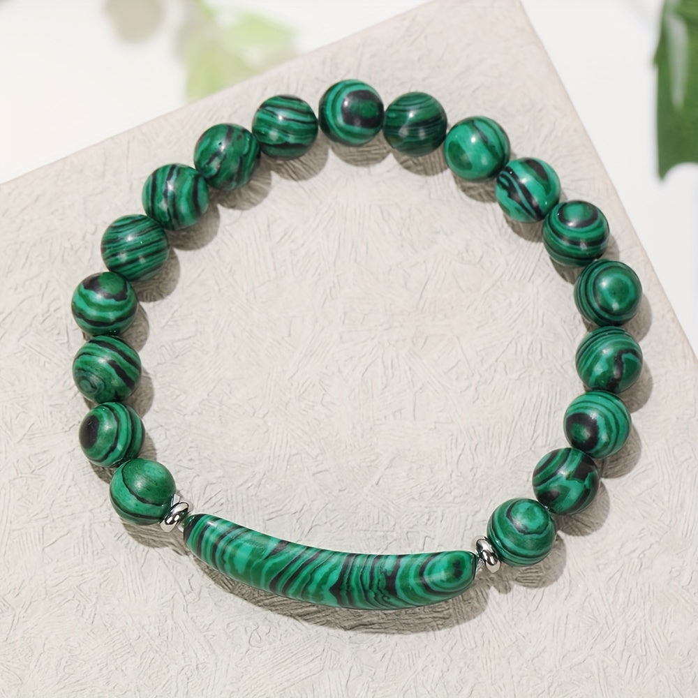 1pc Natural Semi-Precious Stone Rectangular Body Energy Yoga Bracelet, Father's Day Gift