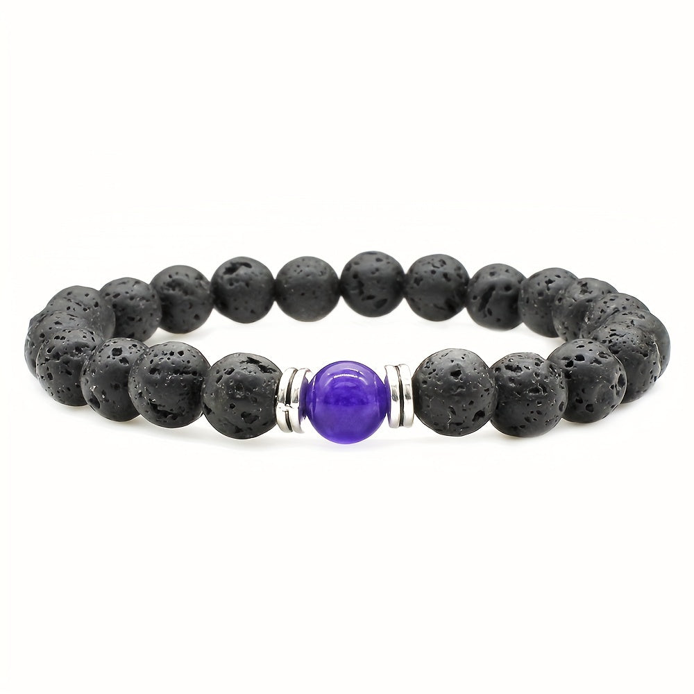 Men's Lava Stone Can Drop Essential Oil Bead Bracelet, Father's Day Gift