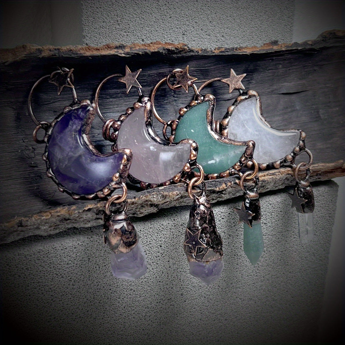 Star Shape Pattern Natural Crystal Stone Pendant Bead For DIY Jewelry Making Halloween Decoration