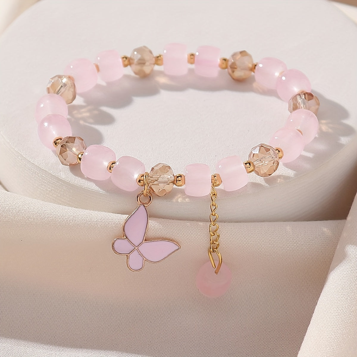 Stunning Butterfly Charm Stretch Bracelet - Adjustable, Beaded, Oil Painting Design, Animal-Inspired, Handcrafted Jewelry for Women - Random Order Beads, Unique Gift Idea