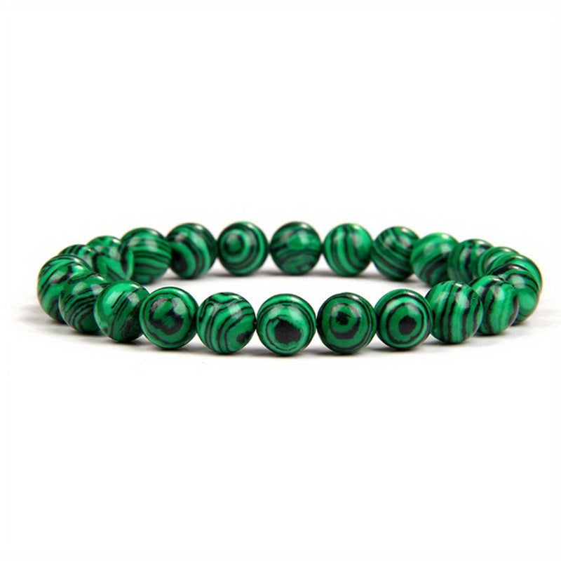 1pc Malachite Bracelet, 4/6/8/10mm Natural Stone Beads Bracelet, Father's Day Gift