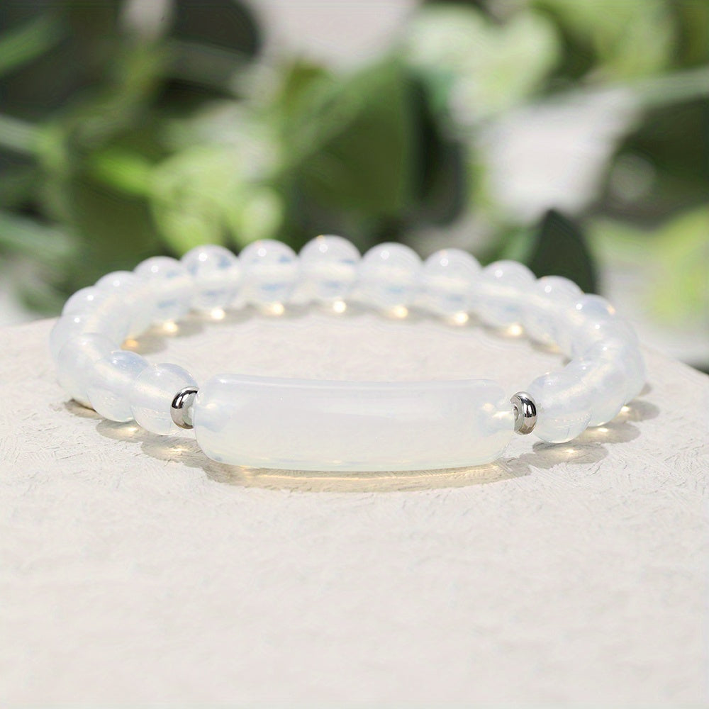 1pc Natural Semi-Precious Stone Rectangular Body Energy Yoga Bracelet, Father's Day Gift